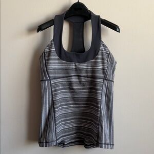 Lululemon Mesh Razorback Athletic Striped Workout Bra Top Size 12